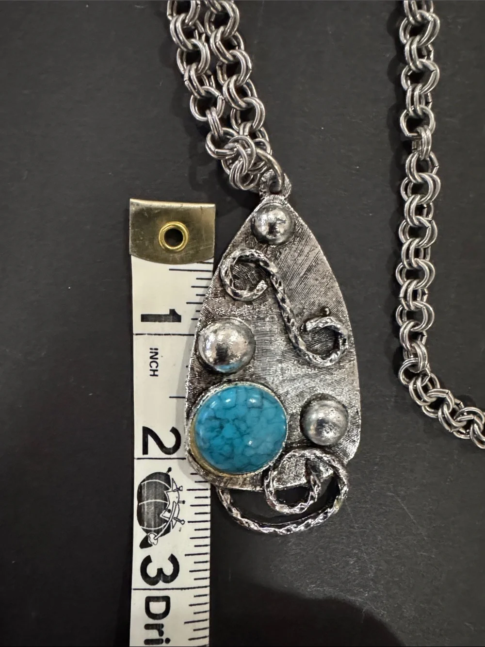 Vintage 55” Trifari Silver Chain Necklace with Pendant
